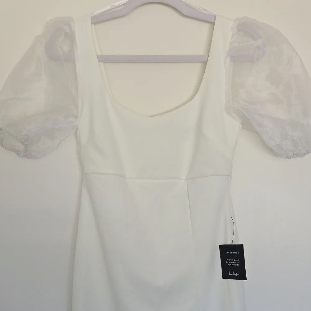 Lulu's White Puff Sleeve Dress - Picture 3 of 7